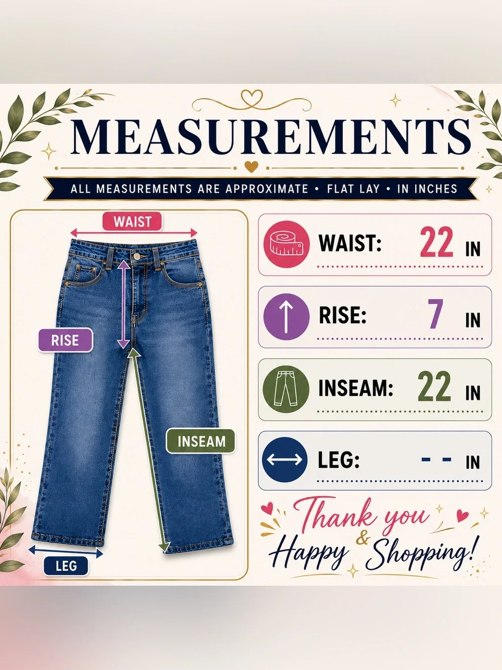 (0003) Girls: 7R Justice Premium Floral Denim Jeans- H4